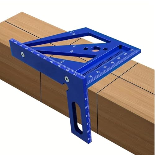 Uadme Equerre Menuisier 3D Multi-Angles, 22,5-90° Équerre Charpentier Règle de Mesure en Alliage d'Aluminium, Carrée Rapporteur pour Bricolage, Ingénieurs, Travail du Bois (Bleu)