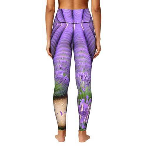 Leggings de lavanda con bolsillos transpirables para mujer 4