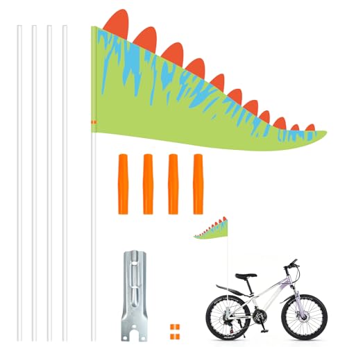 Kinderfahrradflagge Verstellbares Dreieck-fahrradfahne Fahrradwimpel für Jungen und Mädchen zum Radfahren im Freien Sicherheitsflagge mit Halterung Rot Cartoon-Warnflagge 166cm