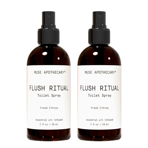 Muse Apothecary Flush Ritual - Aromatic &amp; Refreshing Toilet Spray, Use Before You Go, 2 oz, Infused with Natural Essential Oils - Fresh Citrus, Pack of 2