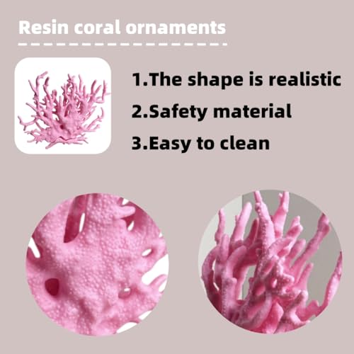 Image of Pink Aquarium Coral Fish Tank Decorations Aquarium Landscape | Realistic coral aquarium decoration, 5.9 inch x 4.7 inch , suitable for fish, works for freshwater /saltwater tanks, easy to clean