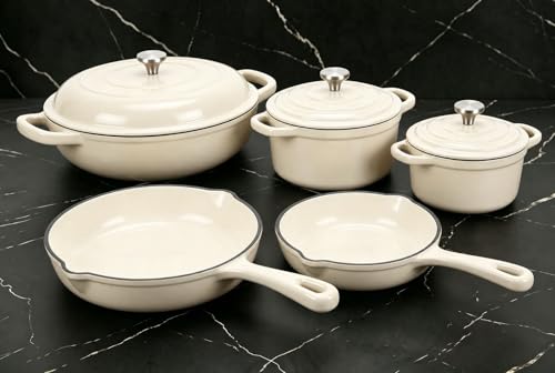 Nonstick Enameled Cast Iron Cookware Set - 8 Piece