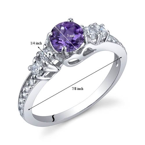PEORA Amethyst Solstice Ring for Women 925 Sterling Silver, Natural Gemstone Birthstone, 0.50 Carat Round Shape, Comfort Fit, Sizes 5 to 93