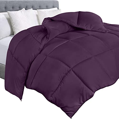 Utopia Bedding Comforter Duvet Insert, Quilted Comforter with Corner Tabs, Box Stitched Down Alternative Comforters Twin Size (Plum)