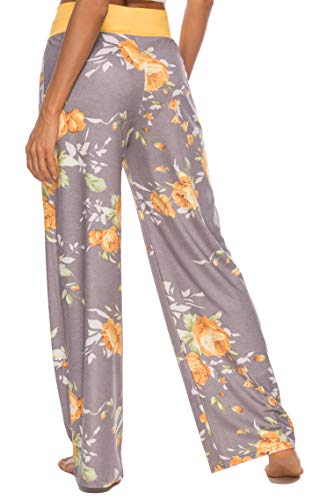 Locube Women's Pajama Pants Soft Comfy Lounge Pants Drawstring Elastic Waist Wide Leg Yoga Pants (Yellow, X-Large) #TOP1