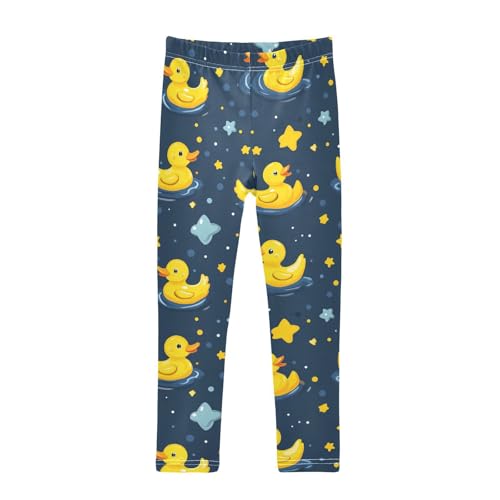 Yellow Ducks Girls' Leggings Toddler Doodles Blue Stars Kids Yoga Pants Dance Active Tights 4T