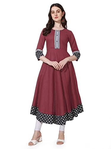 Image of MIRCHI FASHION Women's Straight Fit Rayon Sequins Embroidered and Polka Dots Printed Kurti Only