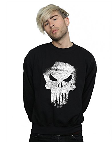 Image of Marvel Men's The Punisher Distrressed Skull Sweatshirt Black XXX-Large