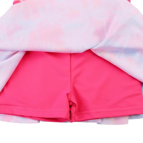 Image of Girls Swimsuit One Piece UPF 50+ Floral Skirted Bathing Suit Modest Beach Swim Dress 3-11 Years