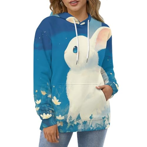 Pullover lapin blanc papillon sweatshirt manches longues taille S mixte - 2