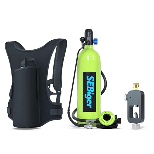 SEBiger Mini Scuba Tank 1.9L Support Underwater Breathing Reusable Diving Tank Kit with DOT Certified Pony Bottle for Underwater Exploration/Entertainment