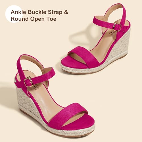 Image of IDIFU IN4 Espadrille Wedge Sandals for Women Open Toe Ankle Strap Platform Wedges Heels Causal Summer Wedge Shoes Comfortable Espadrilles Wedges