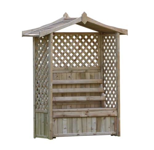 Woodshaw Tansley Wooden Garden Arbour – Outdoor Bench Seat with Storage, Lattice Side Panels & Slatted Roof - Image 4