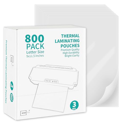 Image of Binditek 800 Pack Bulk Thermal Laminating Pouches, 3 Mil, 9x11.5 Inches Laminating Sheets, for Letter Size, Ultra Clear, Glossy, Hold 8.5x11 Inches, Heat Seal, Office School Supplies