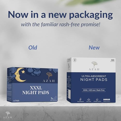 AZAH XXXL Pads for Women (Box of 12) Heavy Flow Pads for Women | 500ml Absorption Pads | 100% Leak Proof Organic Sanitary Pads for Women XXXL |... - Image 3