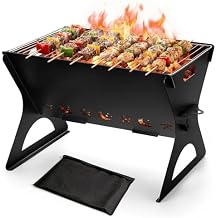 Portable Campfire Grill, HaSteeL Mini Barbecue Slot with Grate & Carry Bag, Heavy-duty BBQ Outdoor Fire Pit for Camping Backyard, Bonfire, Patio, Easy Assembly