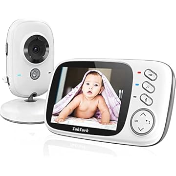Babá Eletronica Câmera, TakTark 3.2" Monitor de querido com Câmera, Visão Noturna Infravermelha, Áudio Bidirecional, Detecção de Som VOX, Monitoramento Temperatura, Canção de Ninar