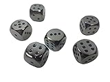 Poker Weight Set of 6 Solid Zinc Alloy Metal Dice (16mm) D6 (Black Nickle Color with Black pips)