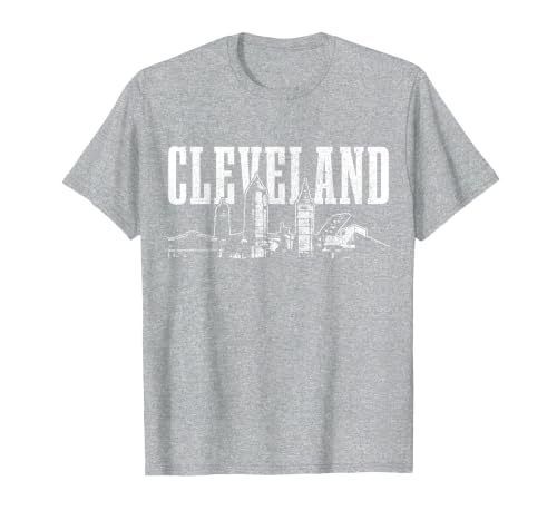 Cleveland Ohio Skyline Pride Vintage Cleveland T-Shirt, Men, Heather Grey, 6X-Large