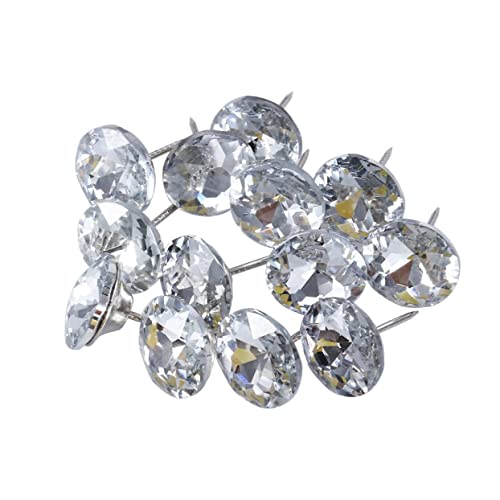 Nails Buttons Tacks Nail Kit 30Pcs Buttons For Jeans Crystal Sewing Buttons Crystal Button 1Inch Interior Pin Thumbtack Furniture Nail Silver Nail Rhinestones #TOP1