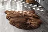 Silky Soft Faux Fur Rug, 2 ft. x 3 ft. Brown Fluffy Rug, Sheepskin Area Rug, Shaggy Rug for Living Room, Bedroom, Kid's Room, or Nursery, Home Décor Accent, Machine Washable with Non-Slip Backing