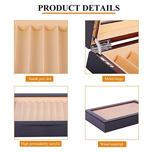 Wood Pen Display Box 12 Pen Storage Organizer Fountain Pen Collector Case Display Case (Ebony) #TOP3