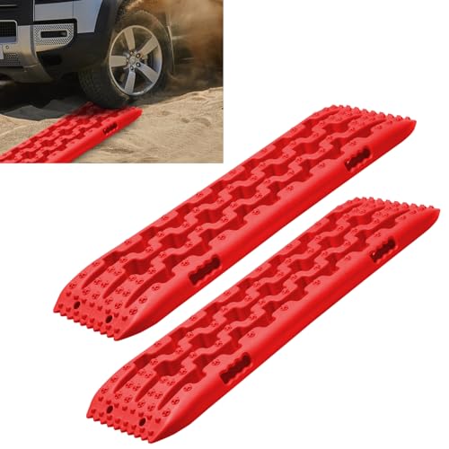 Placas de Arena de 2 Piezas, Accesorios de Nailon 10T para Coche, Placas de Arena Todoterreno, Ayuda a la tracción de Nieve para Camiones y vehículos en Nieve y Barro, Color Rojo