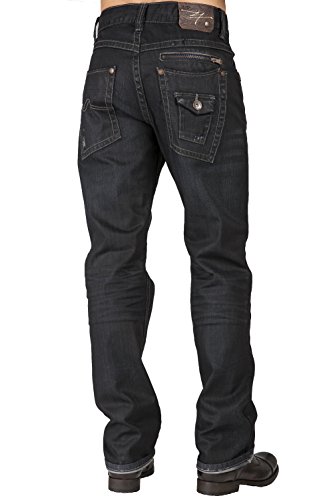 Level 7 Men's Relaxed Straight Leg Premium Denim Jeans Dark Vintage Hand Sanding2