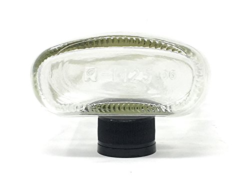 375 Ml (12.7 Oz) Glass Flask Liquor Bottle With Black Caps (6 Pack) #TOP2