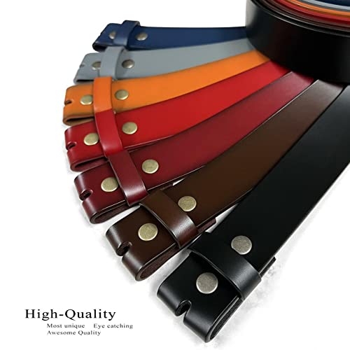 Replacement Belt Strap 100% Genuine Leather Plain Casual Belt Strap with Snaps 1-1/2"(38mm) Wide2