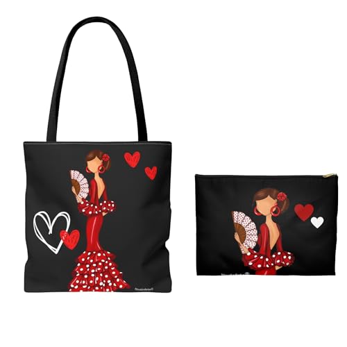 Pack Bolso Tote Málaga 43x43 Pepa Liso + Neceser Granada 22x17 Pepa Liso – diseño Flamenco Mujer – illustrArte Pack Bolso Tote Málaga 43x43 Pepa Liso + Neceser Granada 22x17 Pepa Liso – diseño Flamenco Mujer – illustrArte