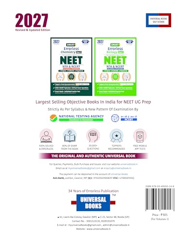 Image of Smart Errorless Physics NEET Class 11 (2027) - NCERT Based | 3200+ Topicwise & New Pattern Questions | 38 Past Years Papers | Revised Syllabus | Free E-Book, Unlimited Practice Test - Universal Books