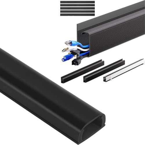 Cubiertas para cables para 2 cordones, 68 pulgadas para ocultar cables, montaje en pared y canal en J ZhiYo para gestión de cables bajo escritorio (4x15.7 pulgadas) paquete miniatura 1