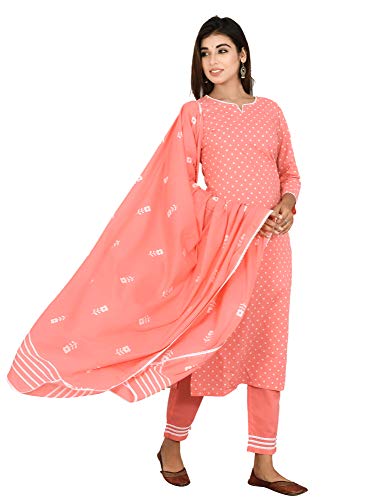 Image of miss fame Women's Cotton Kurta with Pants and Dupatta Set