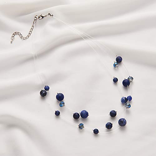 PEARL&CLUB Crystal Layered Statement Necklace For Women - Choker Necklace with Chunky Silver Chain, Birthday Gifts For Women4