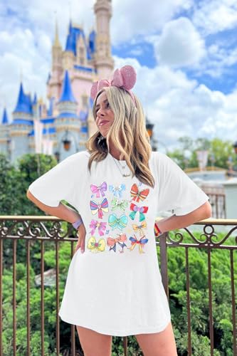 MNLYBABY Magical Princess Bow Shirt Women Oversized Magic Kingdom Princess Shirt Cute Ribbons and Bows Family Holiday Tee Top3