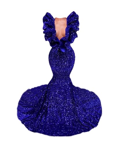 Deep V Neck Sequined Mermaid Sleeveless Prom Shower Party Evening Dress Pageant Gala Gown