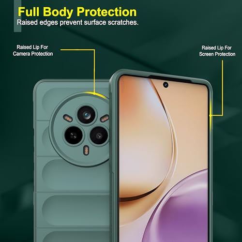 Image of amazon basics Back Case Cover for Realme 14 Pro 5G | Compatible 14 Back Cover | Liquid Silicon Magic Case with Camera Protection | Dark Green