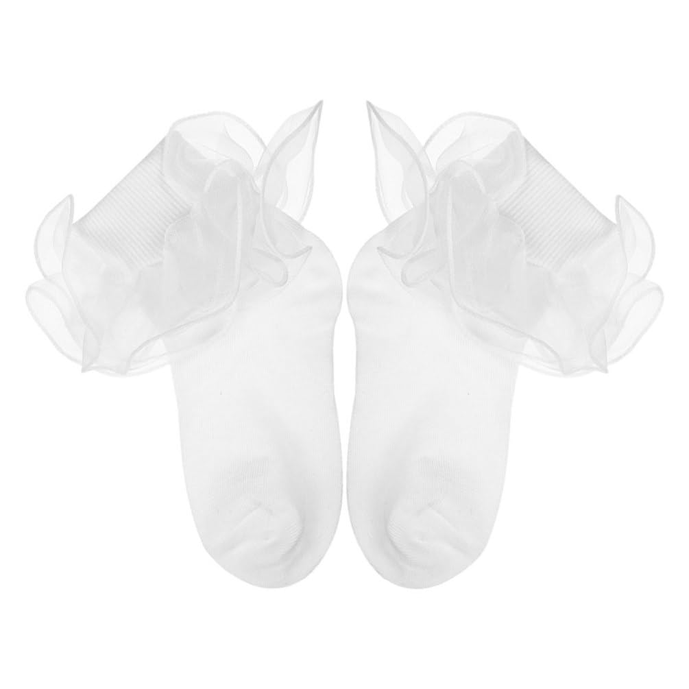 SHERCHPRY Girls Ruffle Socks with Lace Trim Comfortable Cotton Versatile Ideal for Everyday Wear