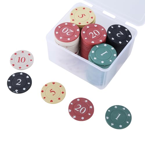 Shurhome 100Pcs Casinos Chip with Case Roulettes Game Bingo Chip Counting Counters Chip Kids Teaching Reward
