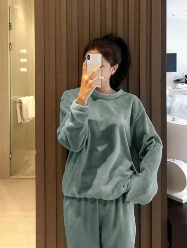 Image of KOTTY Women's Fleece Tracksuit Set | Woolen Co-ord Sweatpants for Winter | Loose Fit Winterset for Ladies