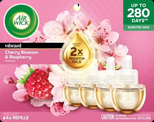 Air Wick Plug-In Scented Oil Refills, Cherry Blossom & Raspberry, Air Fresheners, Essential Oils, 0.67 Fl Oz (Pack of 20) - image 2