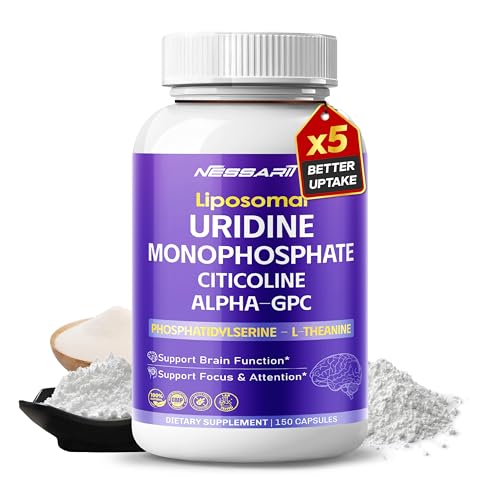 NESSARIT Uridine Monophosphate, Citicoline, Alpha-GPC, Phosphatidylserine & L-Theanine – Support Brain Function & Focus – 150 Capsules – Made in USA