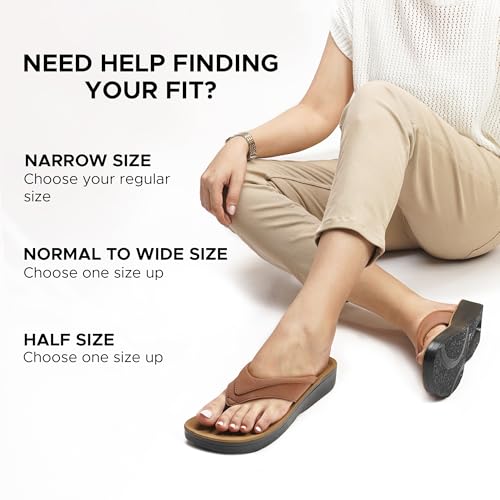 AEROTHOTIC Arch Support Flip Flops for Women Comfortable Cushioned Memory Foam Lined Footbed Outdoor Indoor Dressy Beach Walking Thong Soft Padded Strappy Sandals3