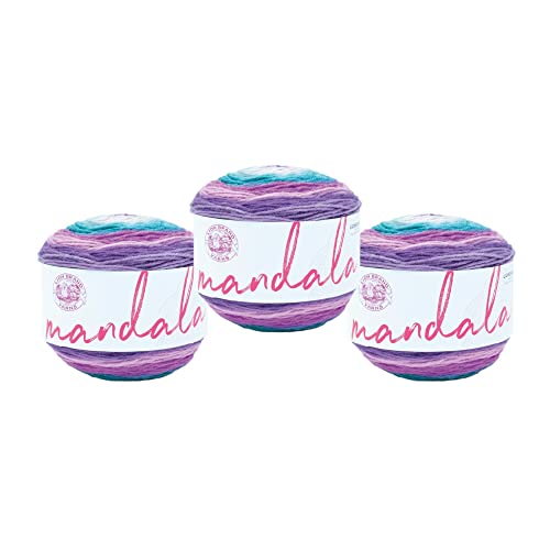 Image of Lion Brand Yarn, Mandala DK Lightweight Yarn for Knitting, Crochet, and Crafts, Mothra, 3 Pack, Self-Striping Acrylic Fiber for Baby Blankets, Multicolor Shawls and Variegated Cardigans