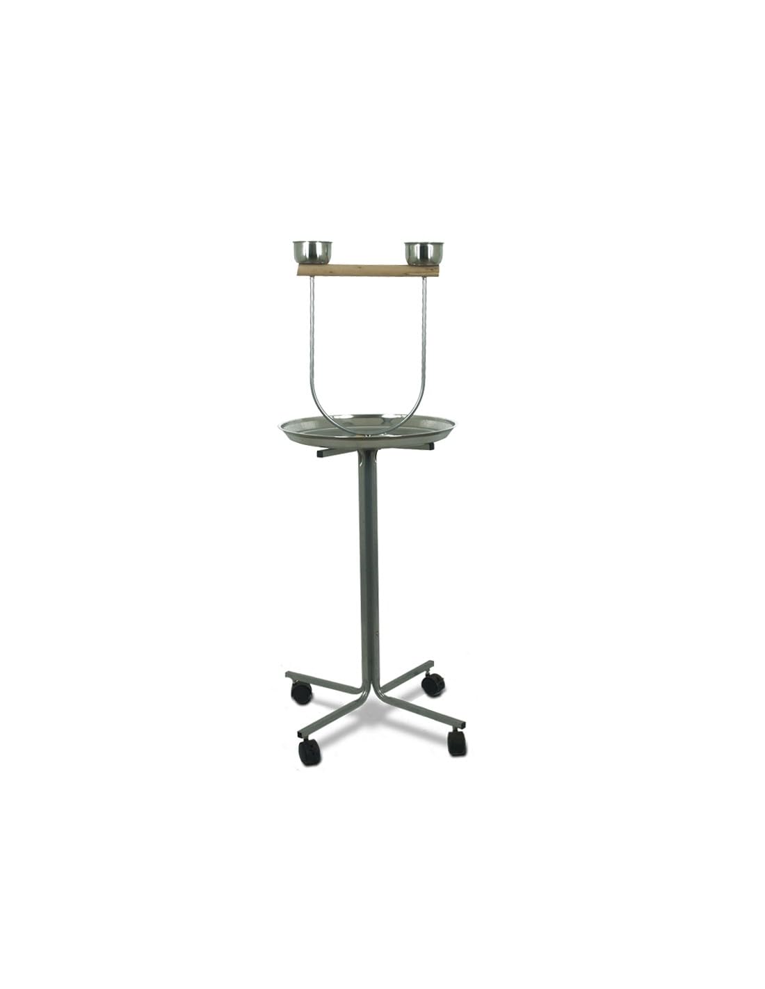 Pet's Solution - Trespolo Elegante per Pappagalli, Pratico e Confortevole con Ciotole, Vassoio e Ruote - Nero Martellato, Altezza 129 cm, Piattaforma di 45 cm