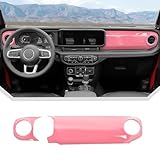 JeCar 2pcs for 2024+ Jeep Wrangler JL Pink Interior Accessories Center Console Dash Panel Cover Trim