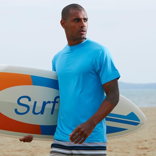 UPF 50+ Men's Rashguard Swim Tee - Short Sleeve Athletic Shirt for Swimming, Running & Outdoor Activities