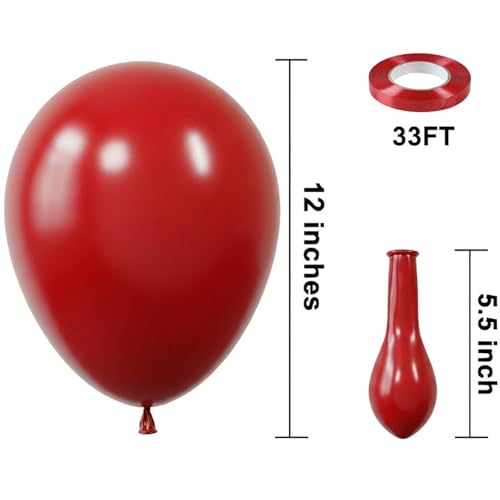 Image of KBZVNAF Burgundy Latex Party Balloons 50 Pack 12 inch
