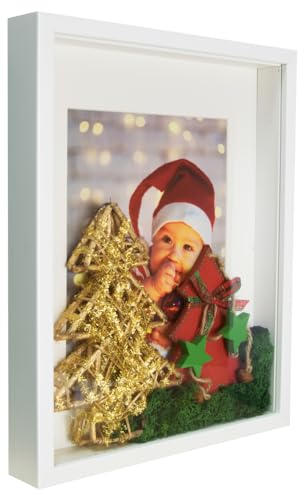 BD ART Box 3D 30x40 cm Objektrahmen Bilderrahmen, Quadratische Weiß zum...